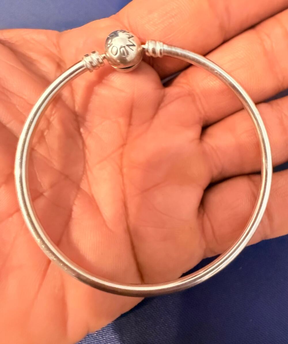 Authentic Pandora Sterling Silver Bangle Bracelet S925 ALE 7.5”